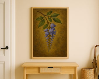 Wisteria Oil Painting Wall Art Printable Botanical Flower Print