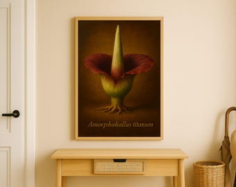 Titan Arum Oil Painting Wall Art Printable Rare Tropical Flower Print