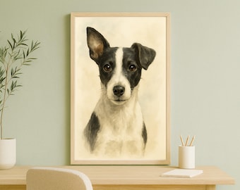 Foxterrier Aquarell Haustier Porträt Hund Wand Kunst Digital Download