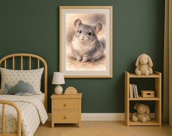 Chinchilla Wand Kunst druckbare Haustier Porträt Tier Aquarell digitaler Download