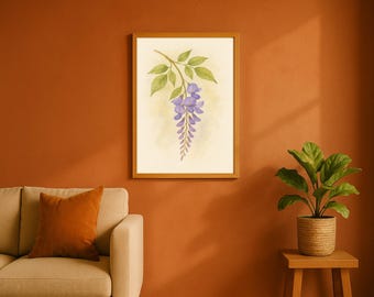 Wisteria Botanical Watercolour Floral Wall Art Printable