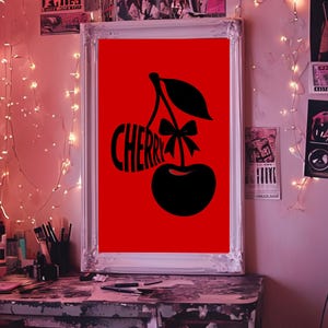 Cherry Framed Poster - Retro Wall Art, Kitchen Decor, Gift for Fruit Lovers, Vintage Style, Home Decoration, Cherry Artwork
