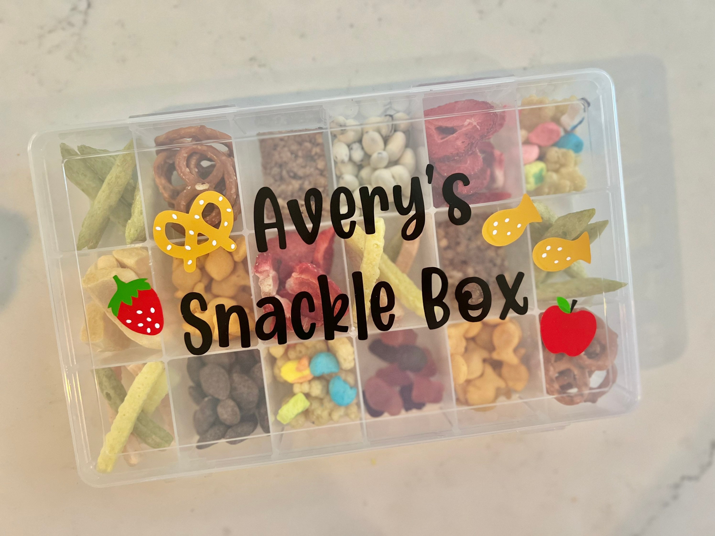 Personalized Snack Box. Kids Snack Box. Kids Shackle Box