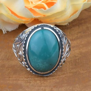 Turquoise Men&#39;s Ring: Handmade 925 Sterling Silver Statement Ring