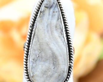 Vintage Sterling Silver Druzy Agate Ring: Handmade Statement Jewelry