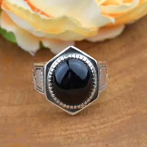 Silver Black Onyx Stone Ring , Handmade Onyx Stone Ring , 925 Sterling Silver Ring, Men Sterling Silver Ring, Silver Men&#39;s Jewellery Gift