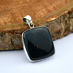 Sterling Silver Bloodstone Pendant: Handmade Gemstone Jewelry