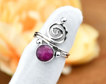 Handmade Ruby 925 Sterling Silver Ring, Designer Gemstone Ring