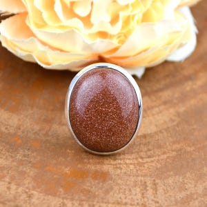 Sunstone Ring- 925 Sterling Silver Ring- Statement Ring- Sunstone Gemstone Ring- Ring For Mother&#39;s - Gift For Her Silver Ring