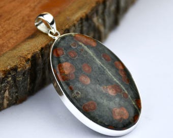 Handmade Peanut Obsidian Pendant, Oval 925 Sterling Silver Bezel