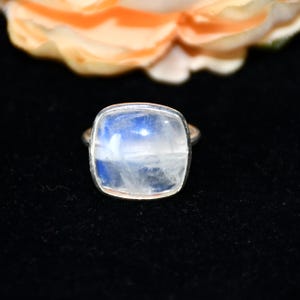 Moonstone Ring: Handmade 925 Sterling Silver Minimalist Band Ring