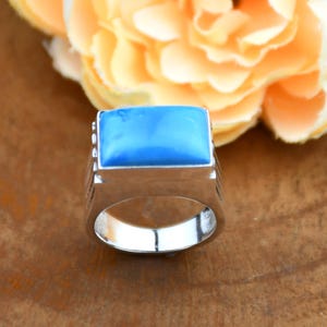 Handmade Turquoise Men&#39;s Ring: 925 Sterling Silver Gemstone