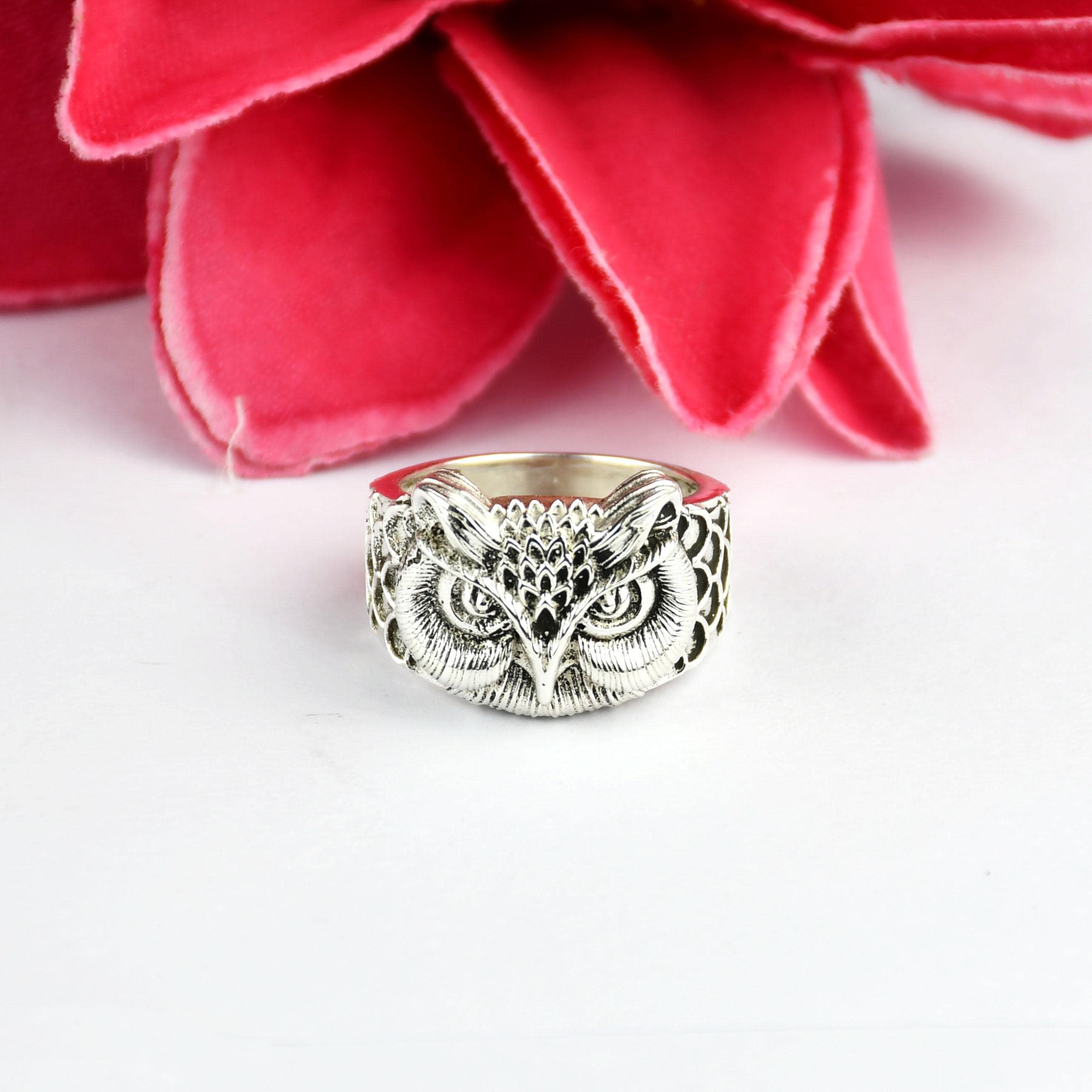 925 Sterling Silver Owl Ring: Handcrafted Unisex Bird Jewelry