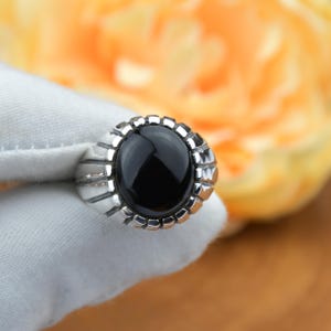 Black Onyx Silver Ring, 925 Sterling Silver Ring, Oval Black Onyx Ring, Statement Ring, Onyx Gemstone Ring, Silver Ring, Gift For Him Ring