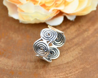 925 Sterling Silver Plated Spiral Ring - Minimalist Style