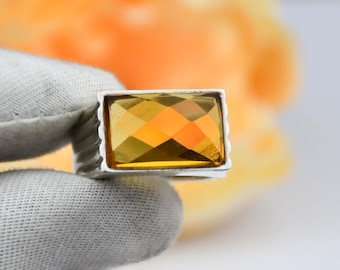 Handmade Citrine Ring, 925 Sterling Silver Ring, Gemstone Jewelry