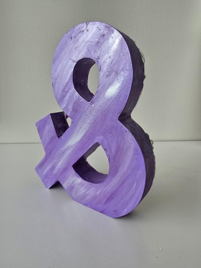 Lavender Geode Ampersand Sign, Thick Freestanding Wood Epoxy Resin Letter, Silver Crystal Art, Purple Agate Decor, Mystical Desk Accent image 14