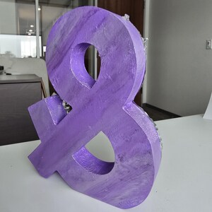 Lavender Geode Ampersand Sign, Thick Freestanding Wood Epoxy Resin Letter, Silver Crystal Art, Purple Agate Decor, Mystical Desk Accent image 19