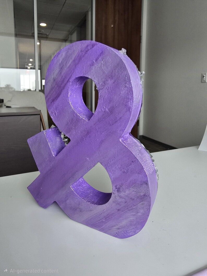 Lavender Geode Ampersand Sign, Thick Freestanding Wood Epoxy Resin Letter, Silver Crystal Art, Purple Agate Decor, Mystical Desk Accent image 19
