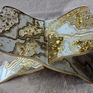 Moderne Islamische Tischdekoration, Handgefertigter Koranständer Im Gold Achat Stil, Dekorativer Harz Buchhalter, Eid Geschenk, Spiritueller Leseständer Bild 1