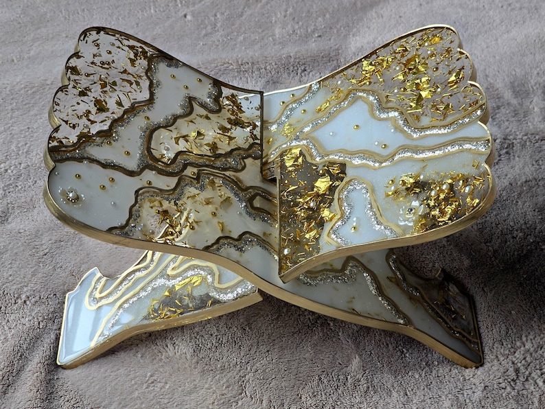 Moderne Islamische Tischdekoration, Handgefertigter Koranständer Im Gold Achat Stil, Dekorativer Harz Buchhalter, Eid Geschenk, Spiritueller Leseständer Bild 1