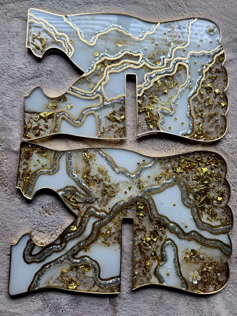 Moderne Islamische Tischdekoration, Handgefertigter Koranständer Im Gold Achat Stil, Dekorativer Harz Buchhalter, Eid Geschenk, Spiritueller Leseständer Bild 4