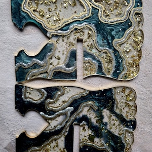 Moderne Islamische Tischdekoration, Handgefertigter Koranständer Im Gold Achat Stil, Dekorativer Harz Buchhalter, Eid Geschenk, Spiritueller Leseständer Bild 11