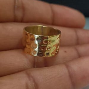 Handmade Wide Hammered Brass Band Ring, Bold Textured Brass Statement Ring for Men & Women, Artisan Brass Ring, Thick Brass Ring, Gift For