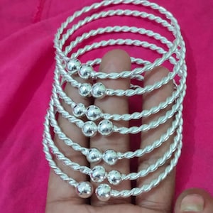 Elegant Silver Twisted Bangles, 925 Silver Bangles, Set of 7 Bangles, West Indian Silver Bangle, Silver Boho Bangles, Silver Jewellery, Gift