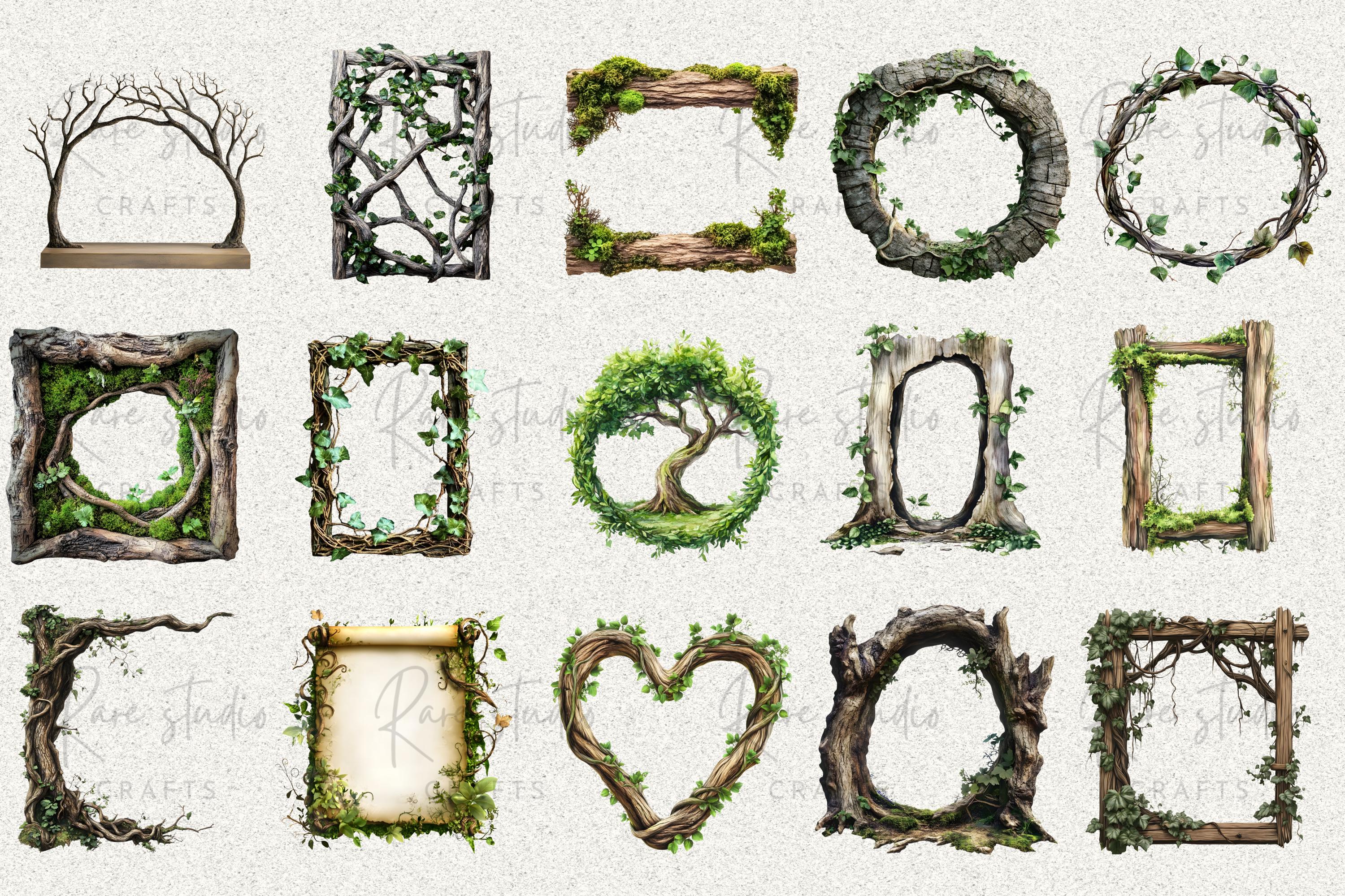 Forest Frame Clipart Bundle, Woodland Tree Borders, Nature PNG Frames ...