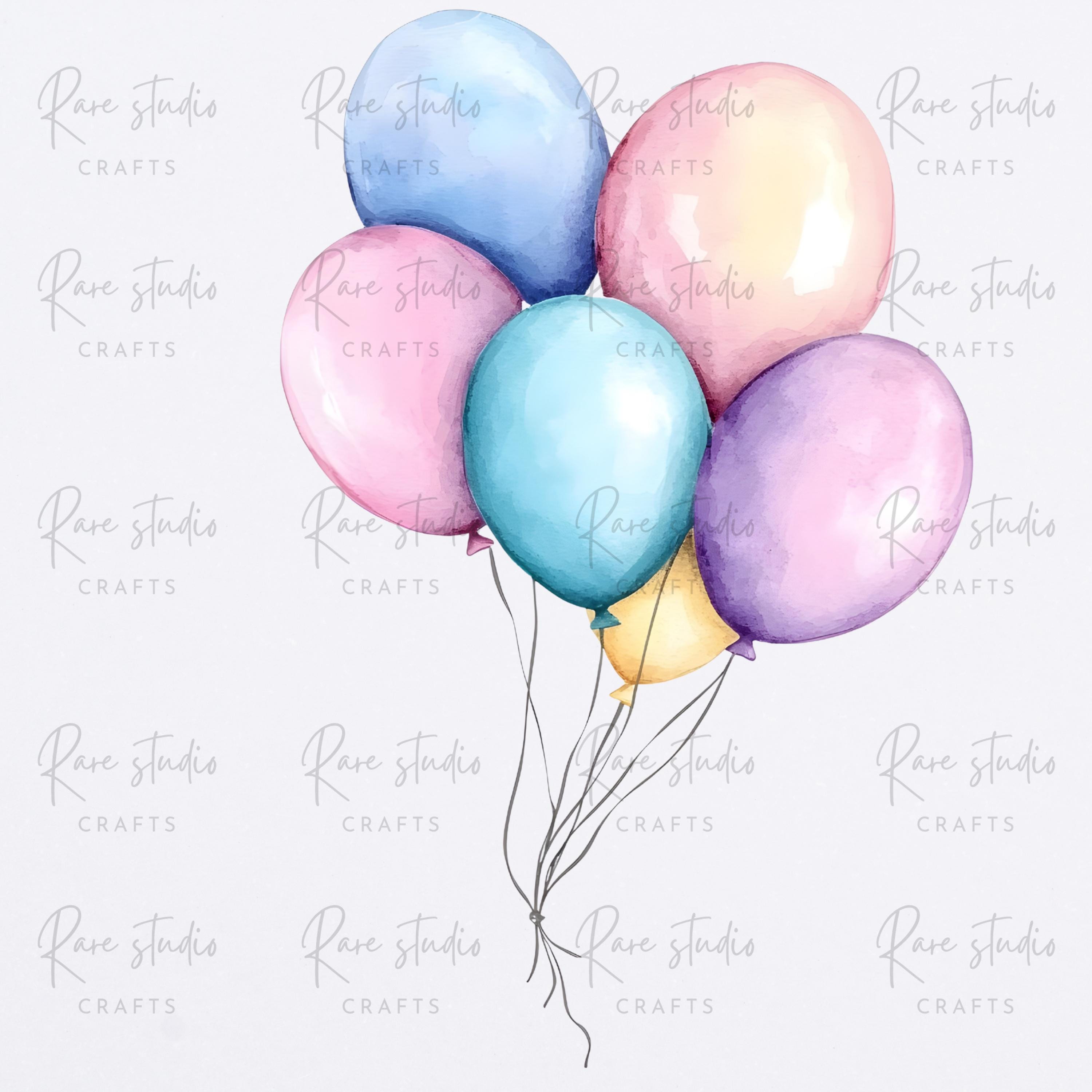 Watercolor Balloon Clipart Bundle Birthday Party Balloons PNG ...