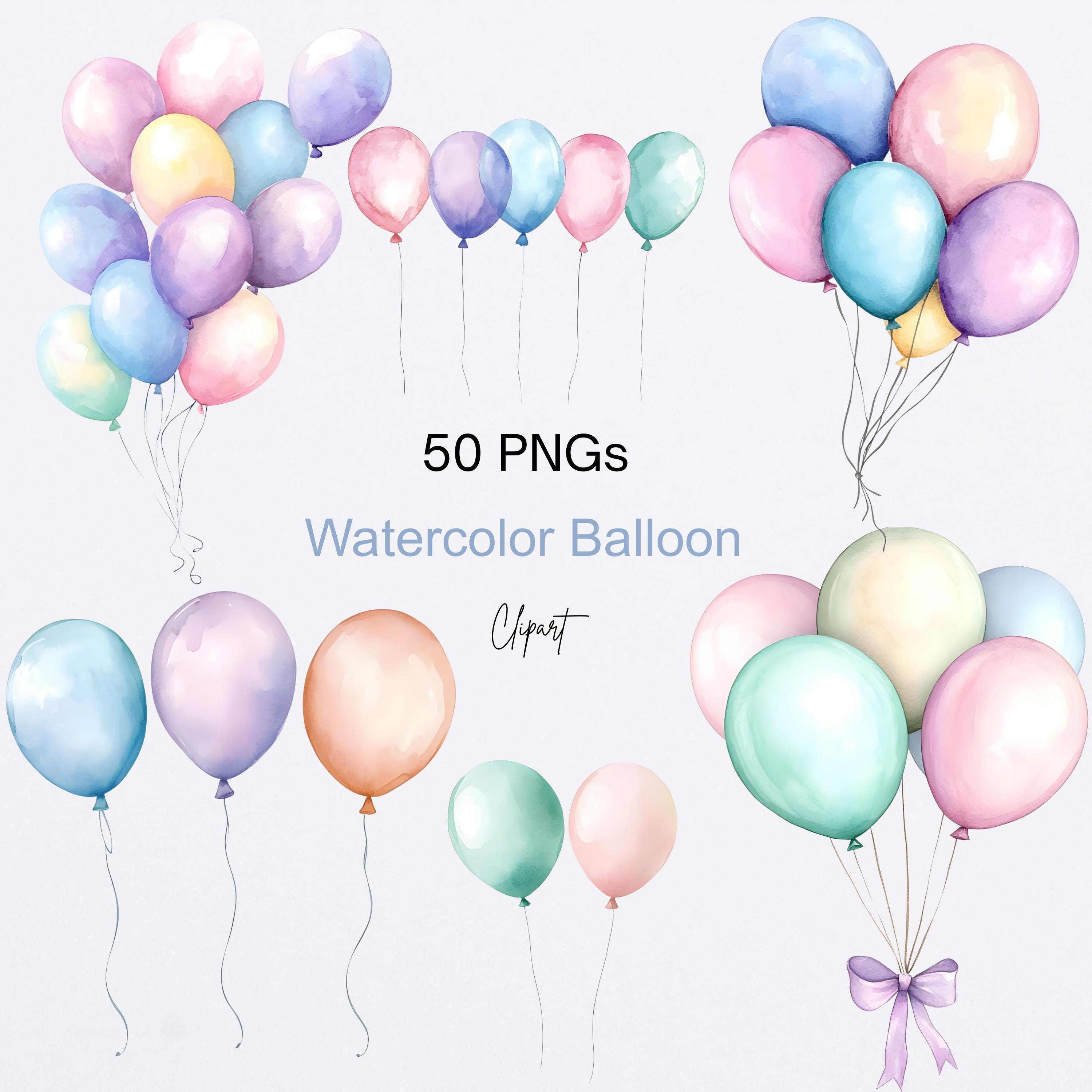 Watercolor Balloon Clipart Bundle Birthday Party Balloons PNG ...