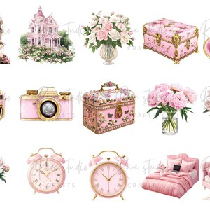 Digital fashion clipart bundle, fashion girl PNG, pink aesthetic art for stylish planner and girly decor