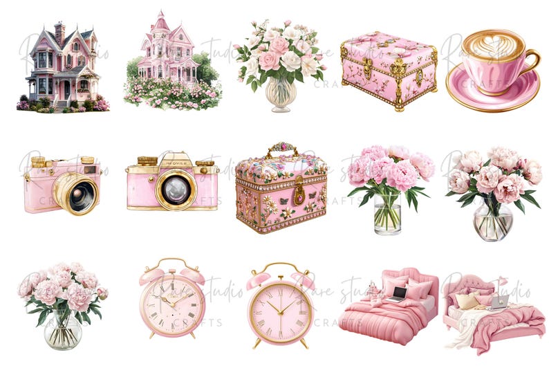 Digital fashion clipart bundle, fashion girl PNG, pink aesthetic art for stylish planner and girly decor