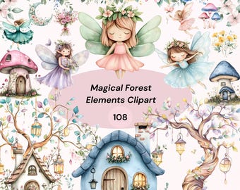 Hada del bosque mágico PNG, clipart de hadas, imágenes PNG de bosque de fantasía, descarga digital