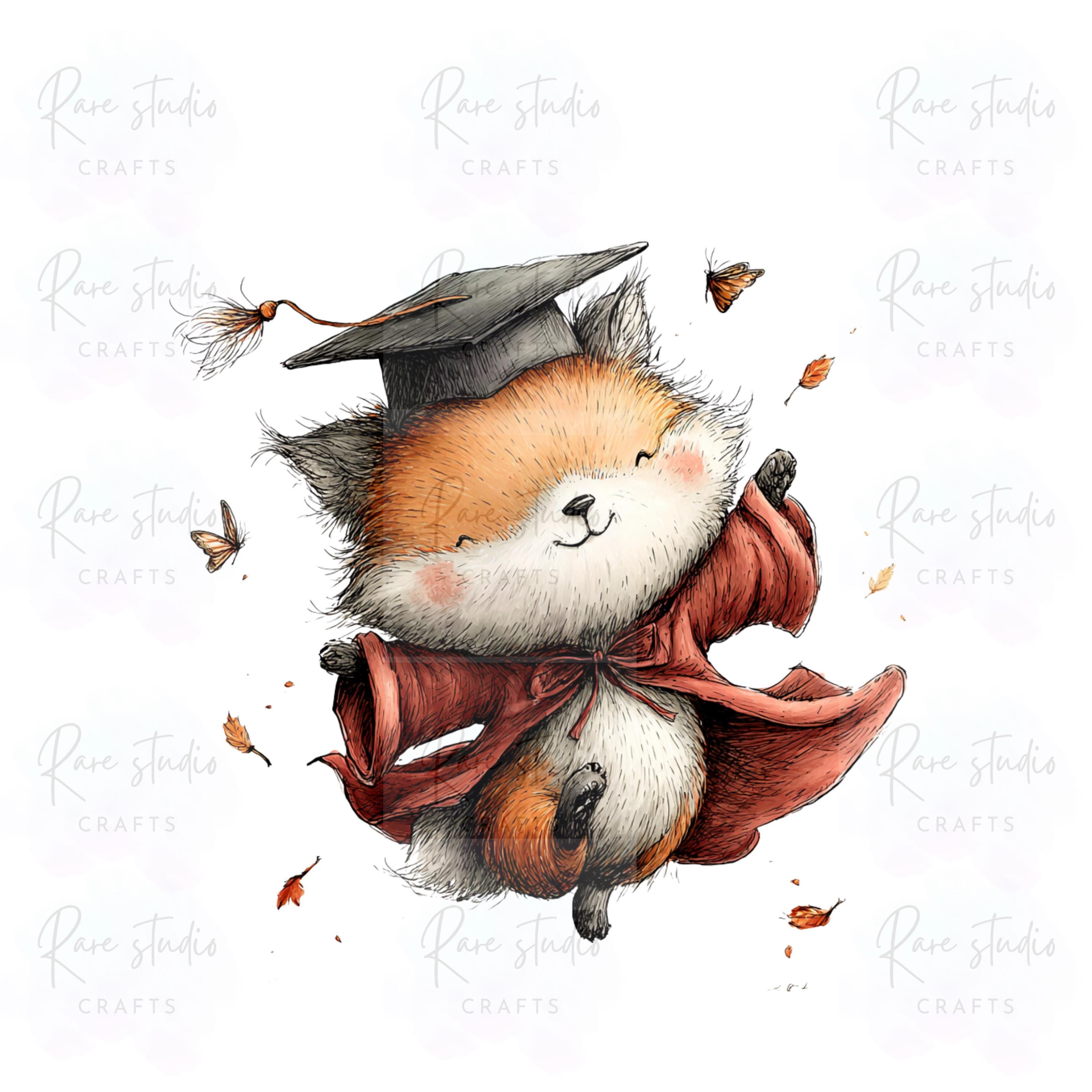Graduation Animals Clipart PNG Bundle, Animal Graduates Diploma Cap ...