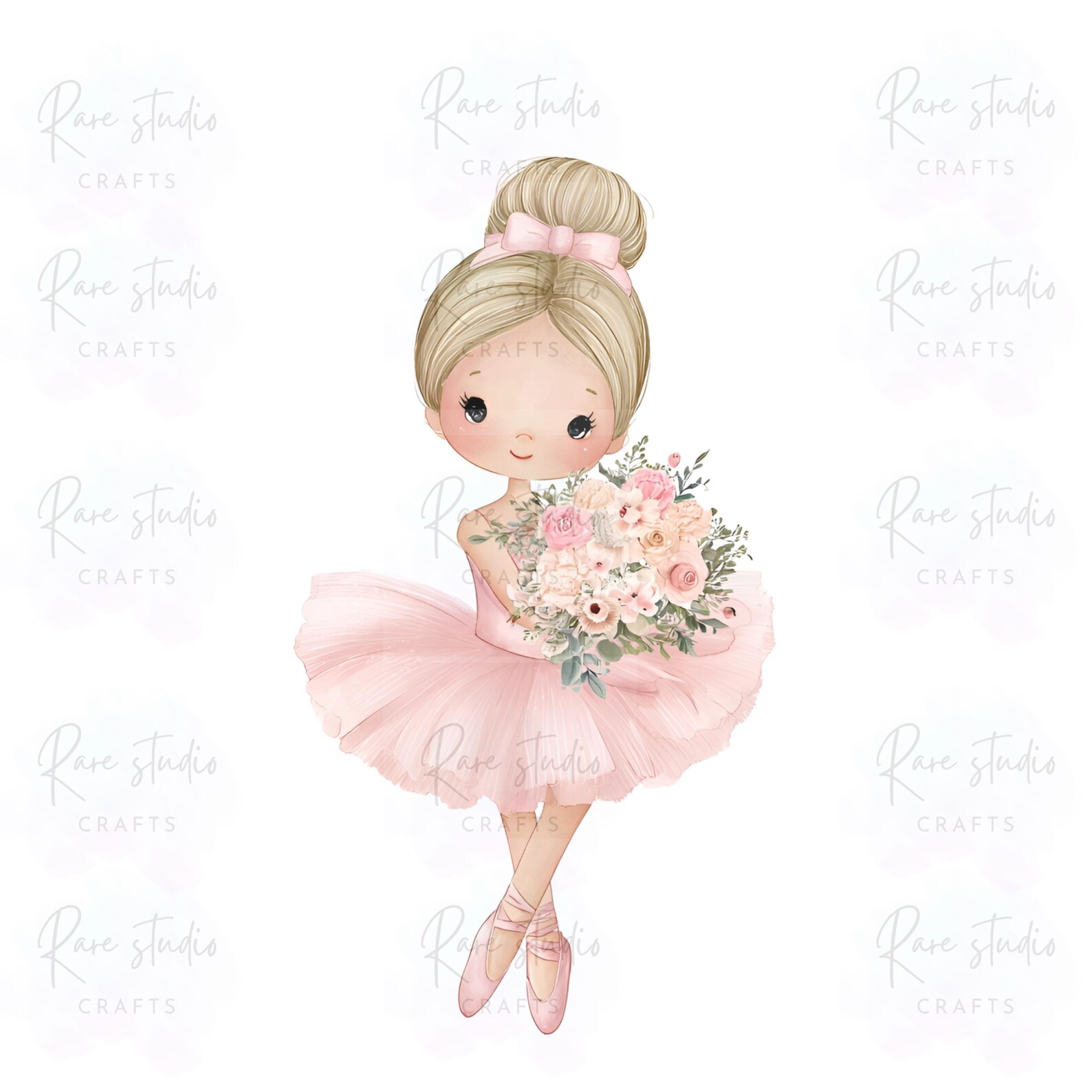 Blush Pink Ballerina Clipart Bundle, Watercolor Ballet Girls PNG ...