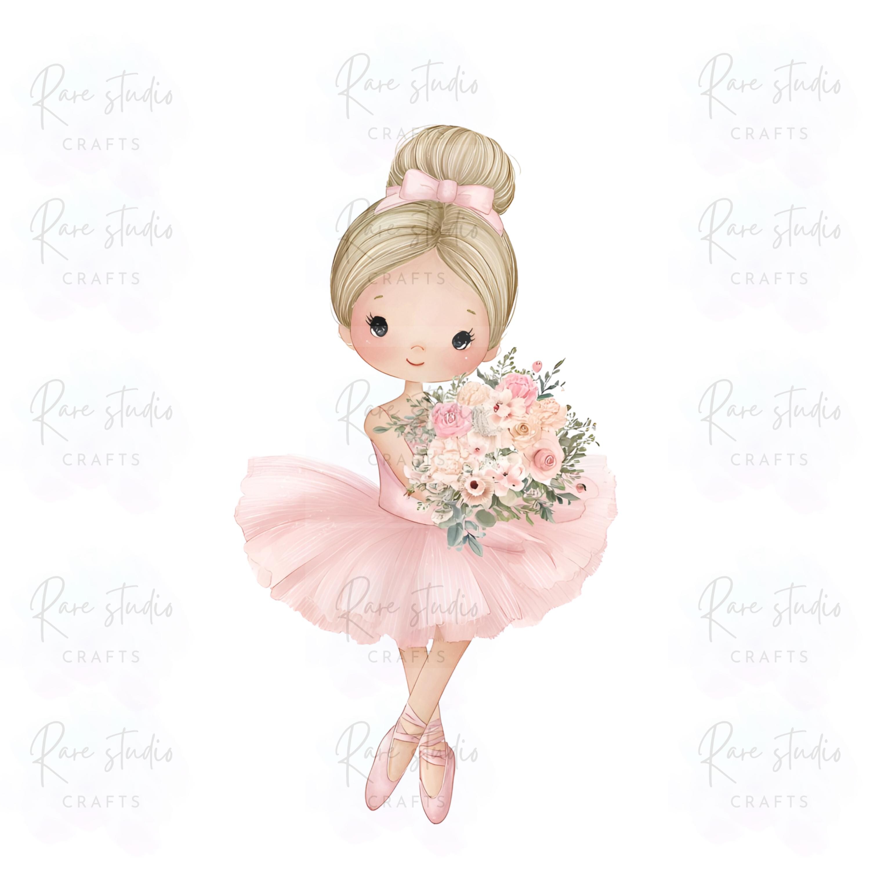 Blush Pink Ballerina Clipart Bundle, Watercolor Ballet Girls PNG ...
