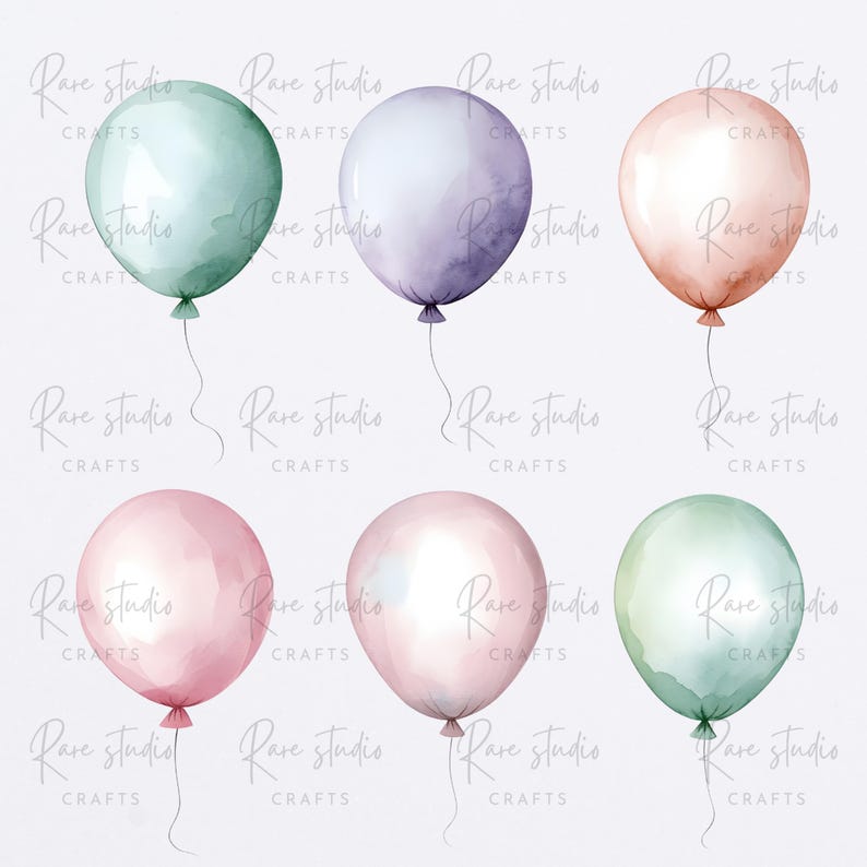 Watercolor Balloon Clipart Bundle Birthday Party Balloons PNG ...