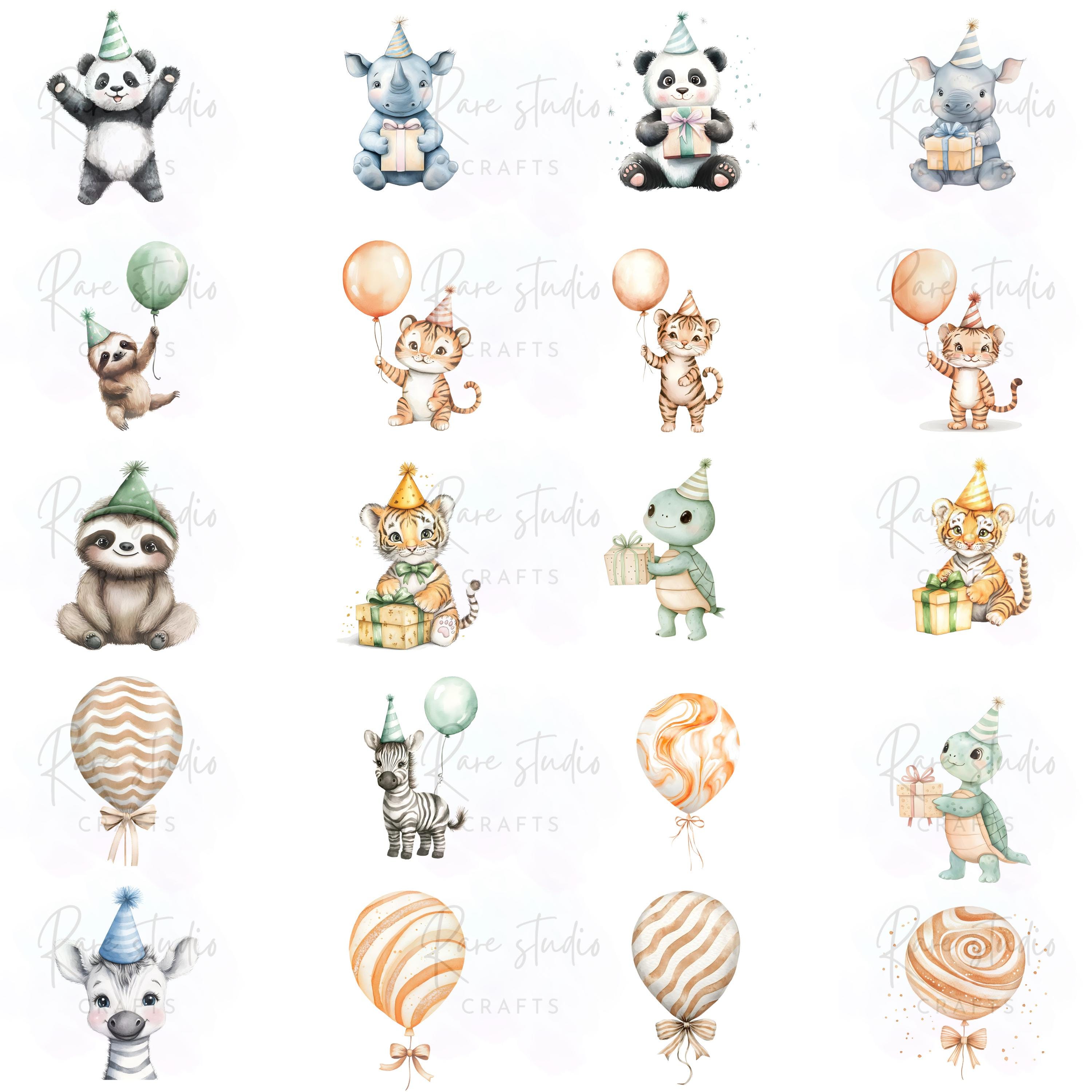 Safari Birthday Clipart Bundle, Jungle Animals PNG, Baby Shower Safari ...