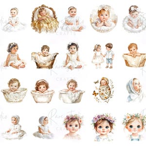 Baby baptism clipart bundle with soft pastel flowers, church elements, and elegant cross