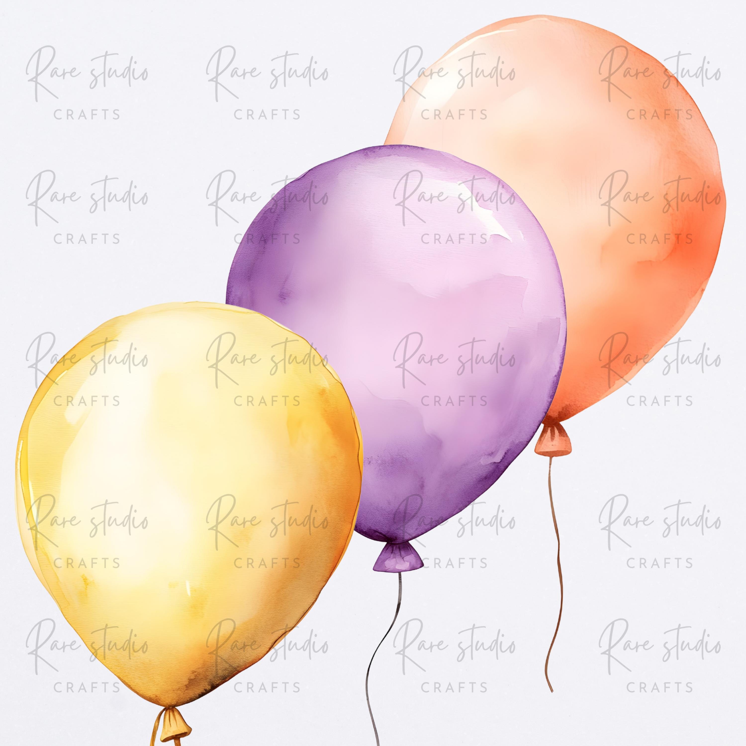 Watercolor Balloon Clipart Bundle Birthday Party Balloons PNG ...