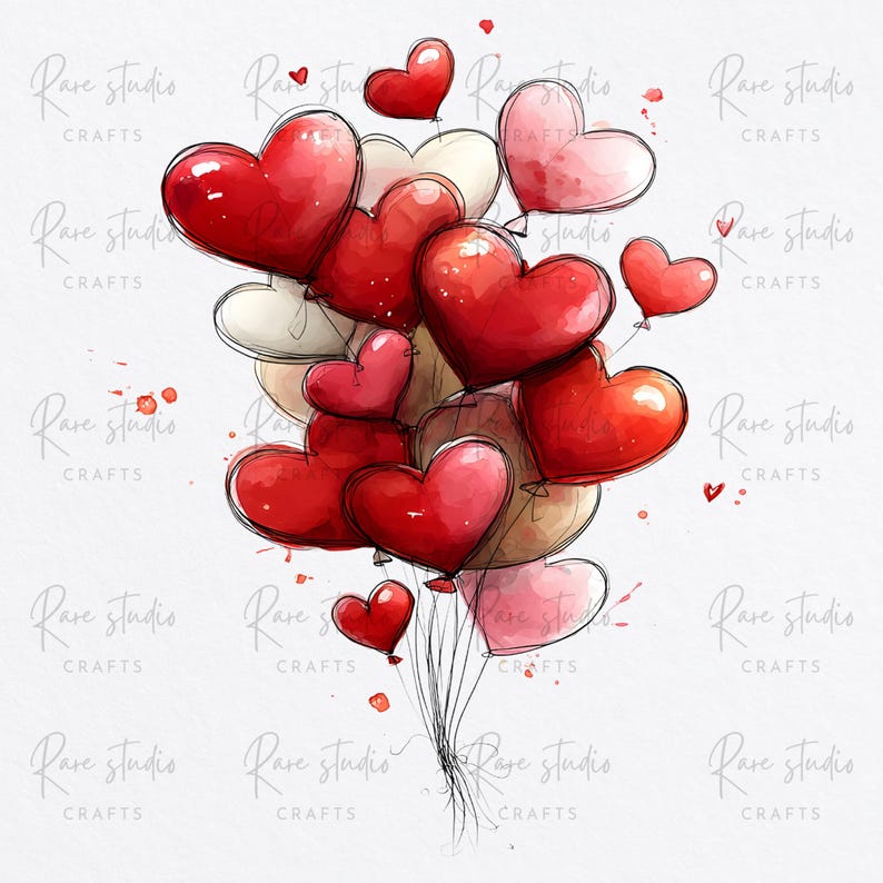 Whimsical Balloon Clipart Bundle 48 Pngs Star Heart Pastel Watercolor ...