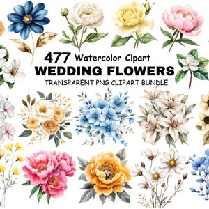 Akvarell bröllopsblommor Clipart | 477 blommor PNG, gör-det-själv-pyssel