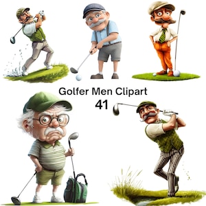 Grappige Golfer Clipart Bundle PNG Hoge Resolutie Golf Illustraties Commercieel Gebruik