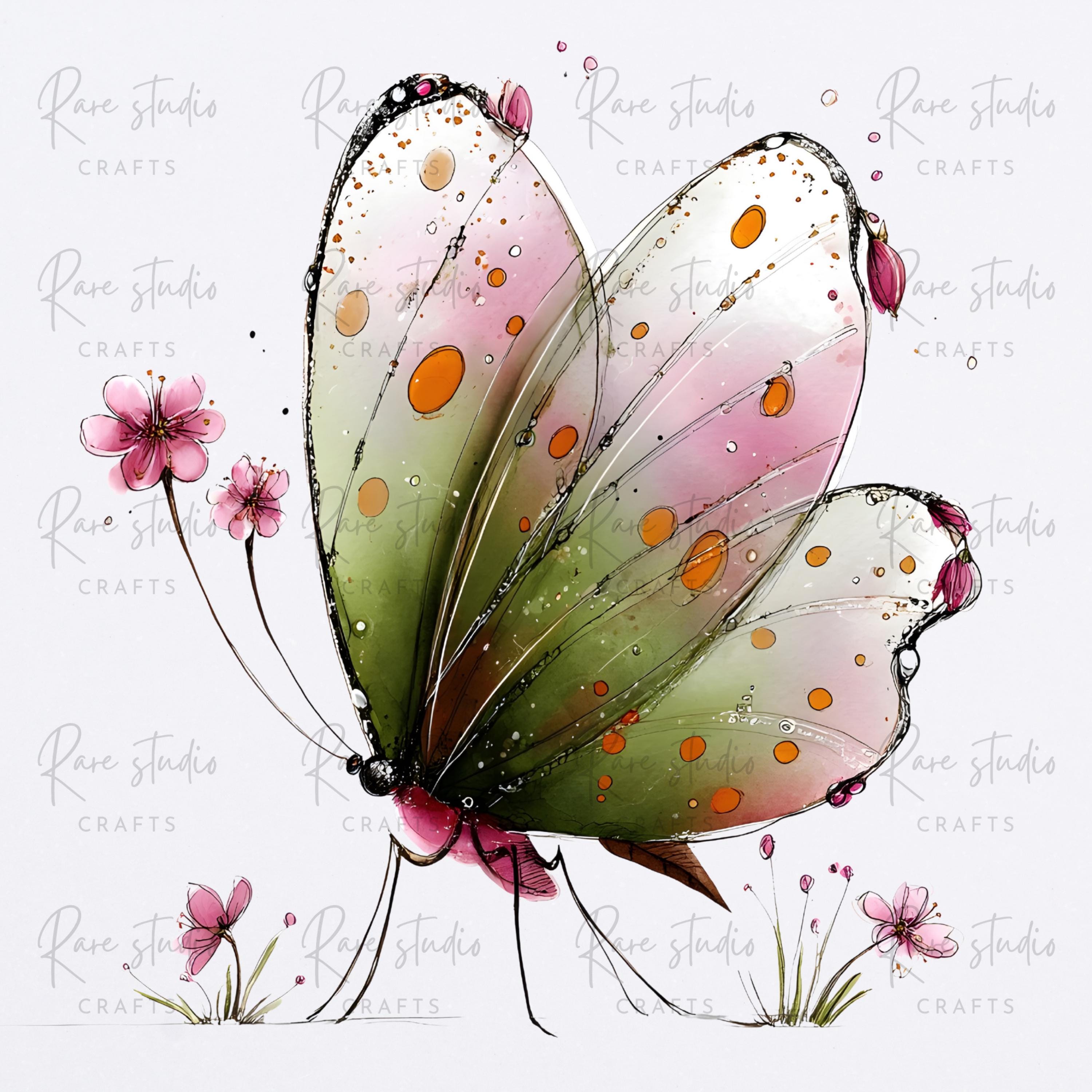 Watercolor Butterfly Spring Floral Clipart Bundle PNG, Butterflies ...