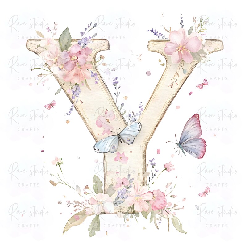 Floral Alphabet Clipart Bundle 26 Letters Watercolor Flowers ...