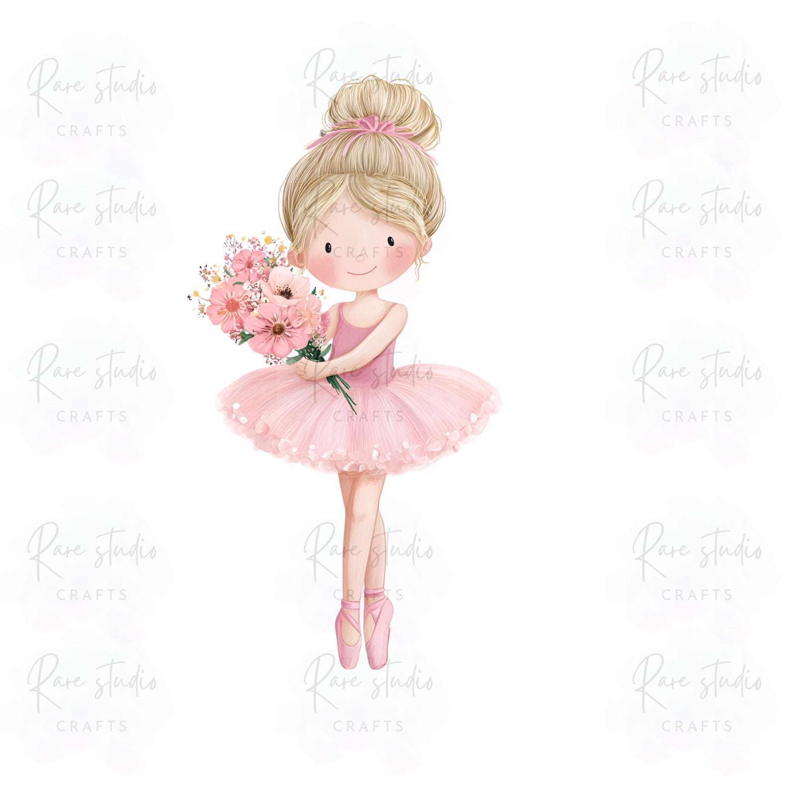 Blush Pink Ballerina Clipart Bundle, Watercolor Ballet Girls PNG ...