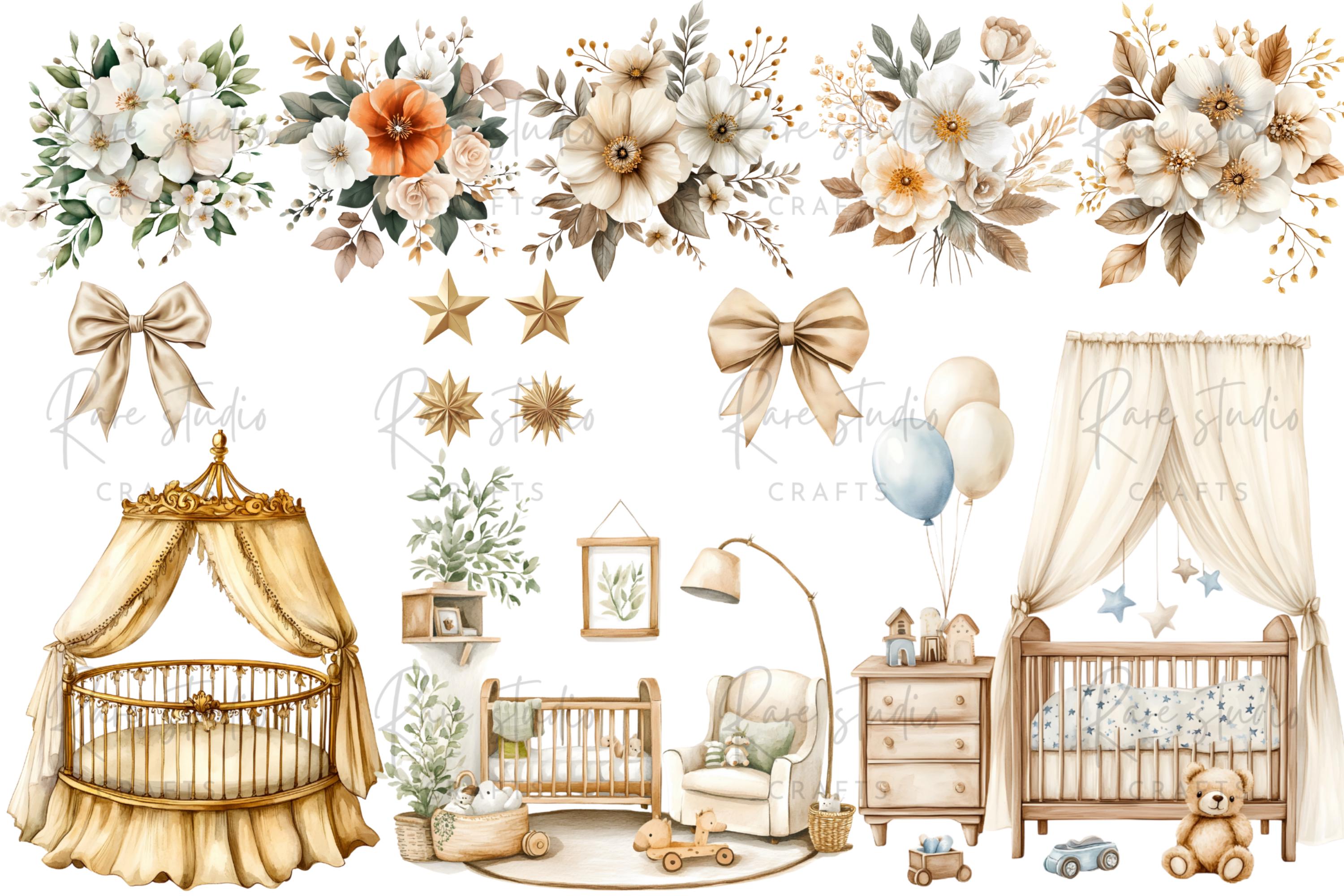 Watercolor Teddy Bear Clipart Bundle: Beige Nursery Art (PNG Digital ...