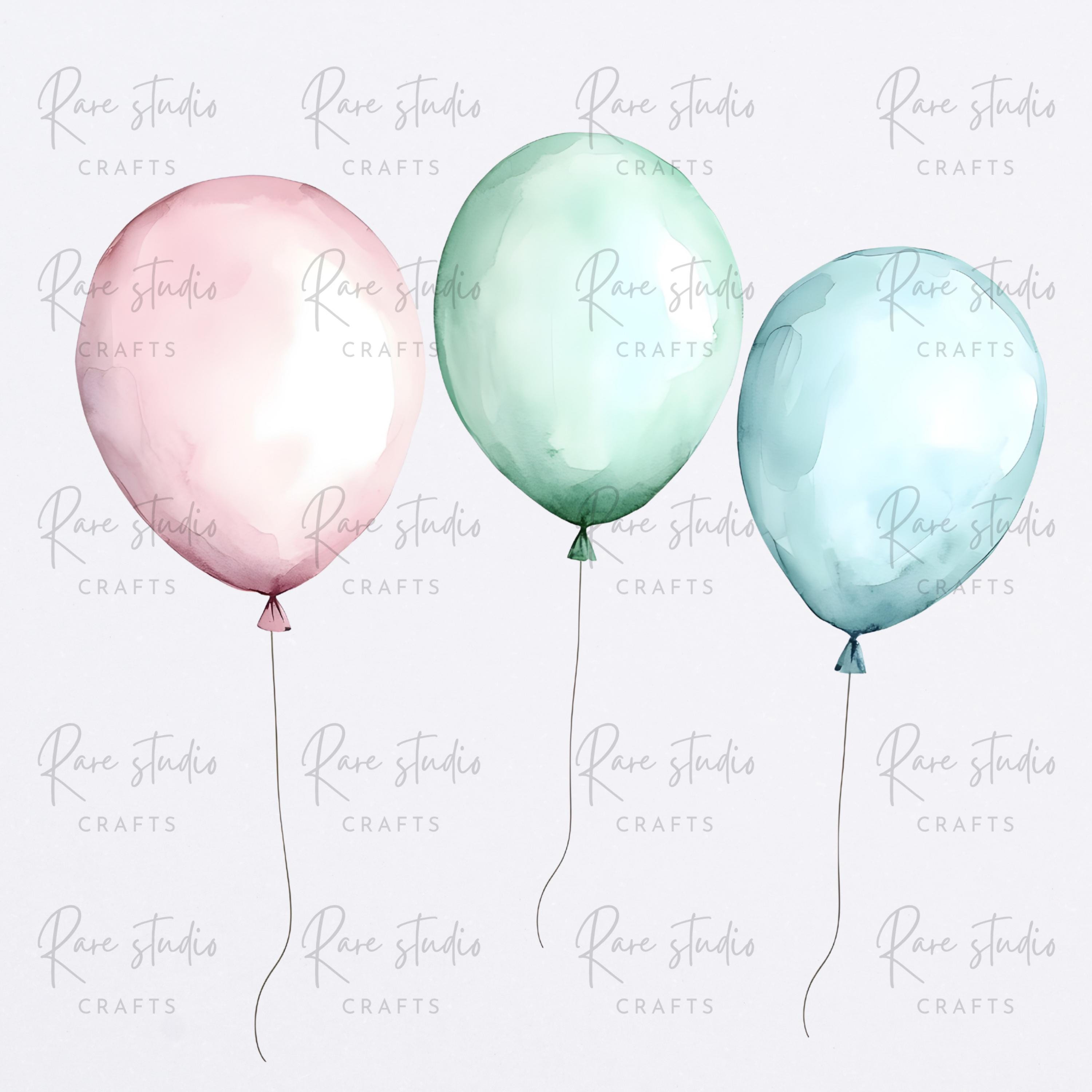 Watercolor Balloon Clipart Bundle Birthday Party Balloons PNG ...